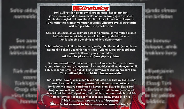 Türk Ocakları’ndan, Fırat Üniversitesi’nin 50. Yılı Çağrısı