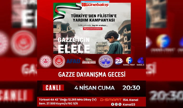 Elazığ Gazze Dayanışma Gecesi’ne Ev Sahipliği Yapacak