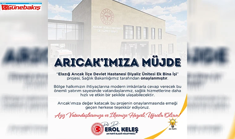 Arıcak İlçemize Müjde: Diyaliz Ünitesi Ek Bina Projesi Onaylandı