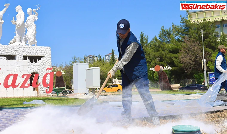 Elazığ’da Yeşil Alanlarda Peyzaj Çalışmaları Sürüyor