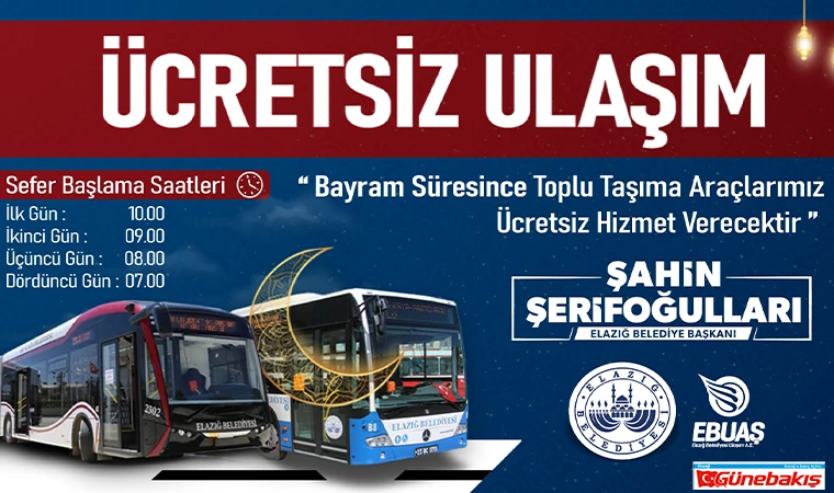 Elazığ’da Toplu Ulaşım, Kurban Bayramı’nda Ücretsiz Olacak