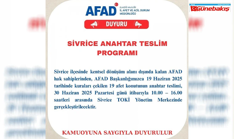 Sivrice’de 19 Hak Sahibine Konut Anahtarları Teslim Ediliyor