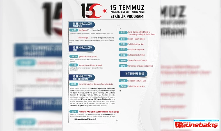 15 Temmuz'da Elazığ Tek Yürek Olacak