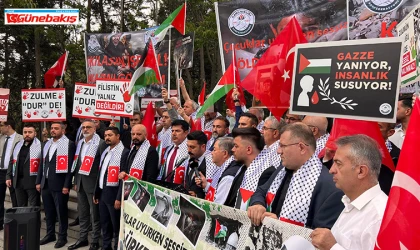 Kamu Birliği ve Genç Sağlık Sendikası’ndan İsrail Büyükelçiliği Önünde Protesto